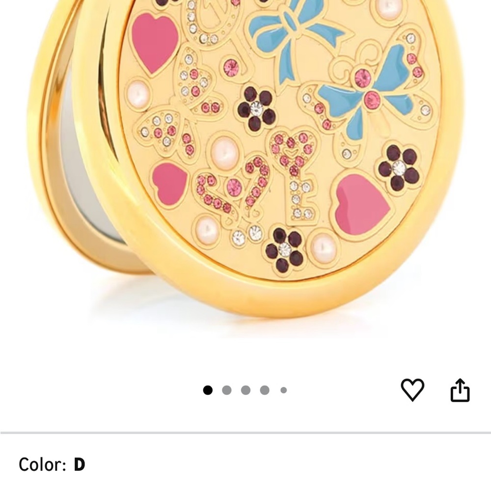 Gold Compact Mirror with Colorful Accents